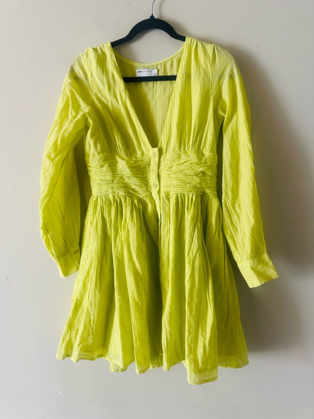 ASOS Lime Green Long-Sleeve Twirl Dress